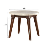 Gasha White Marble & Walnut End Table - Ornate Home
