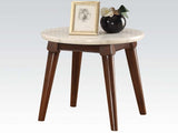 Gasha White Marble & Walnut End Table - Ornate Home
