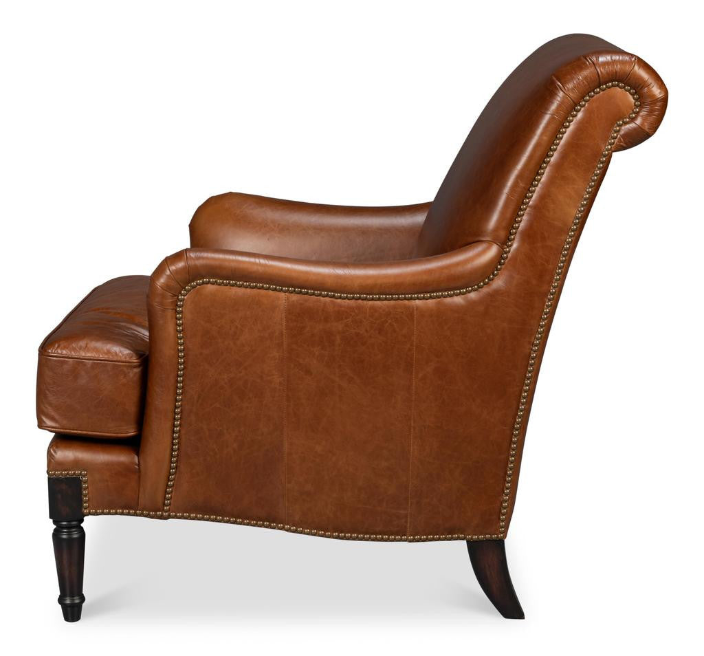 Gaston Brown Distilled Leather Chair - Ornate Home