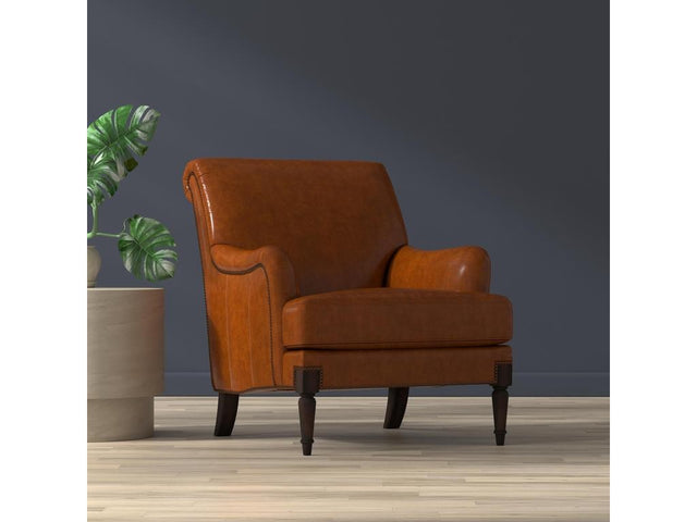 Gaston Brown Distilled Leather Chair - Ornate Home