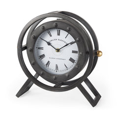Gaston Gray Metal Circular Table Clock - Ornate Home