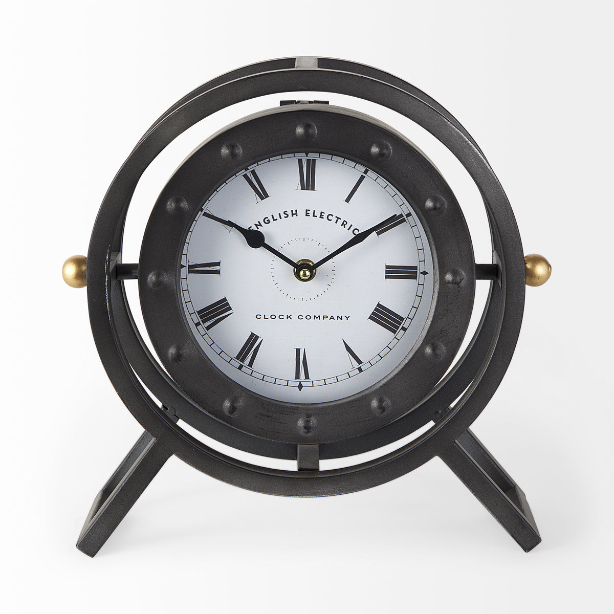 Gaston Gray Metal Circular Table Clock - Ornate Home