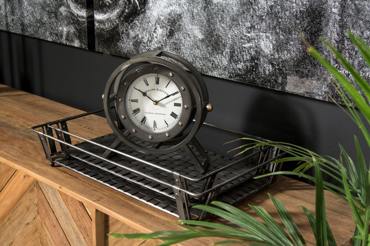 Gaston Gray Metal Circular Table Clock - Ornate Home