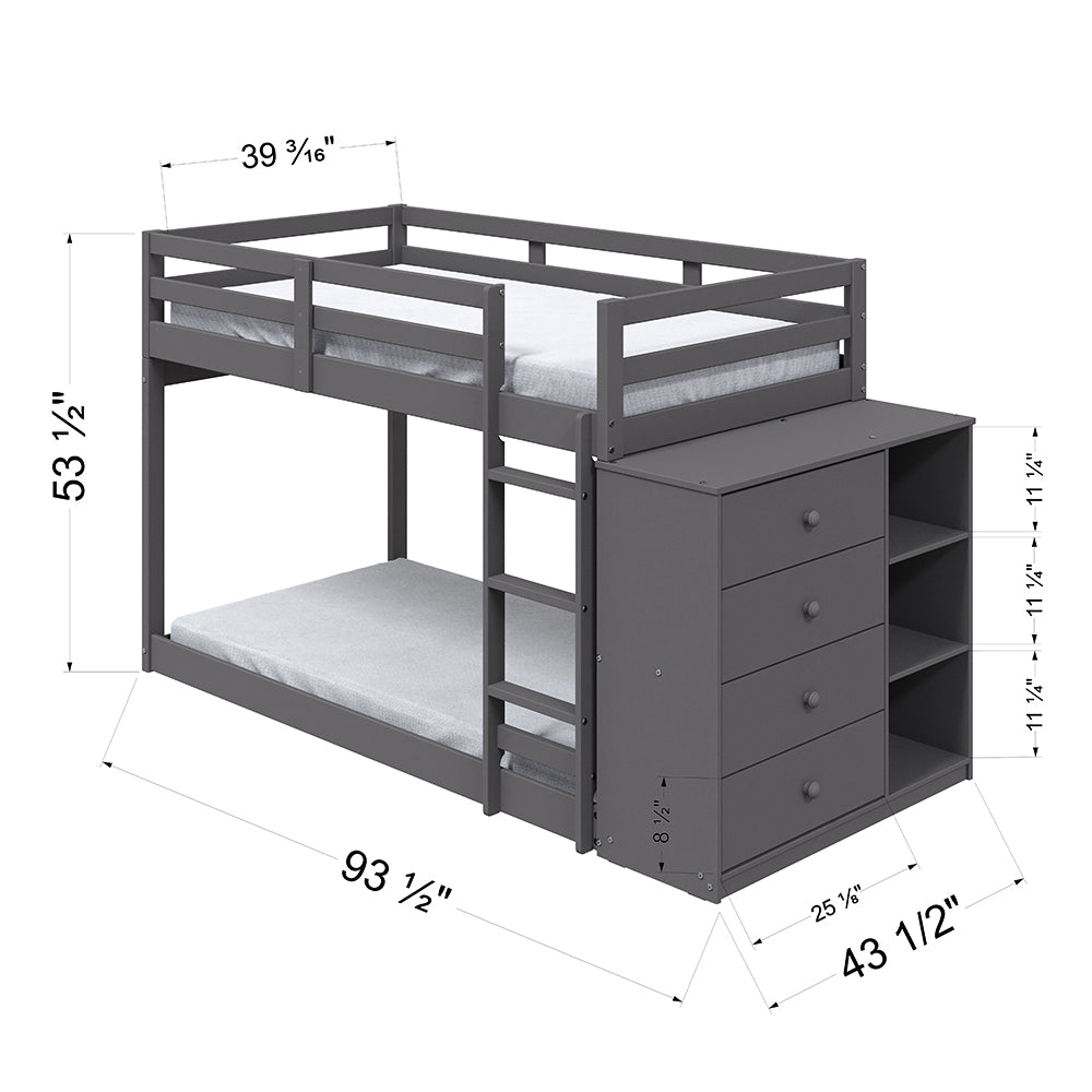 Gaston Gray Twin/Twin Bunk Bed - Ornate Home