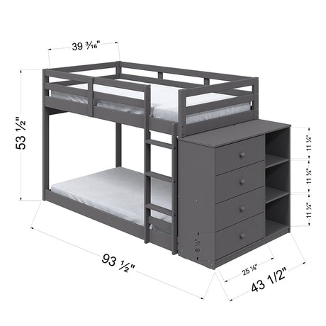Gaston Gray Twin/Twin Bunk Bed - Ornate Home