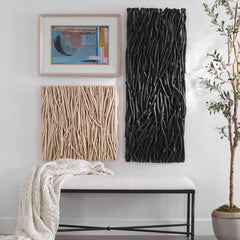Gathered Teak Woodtone Square Bleached Wood Wall Decor - Ornate Home