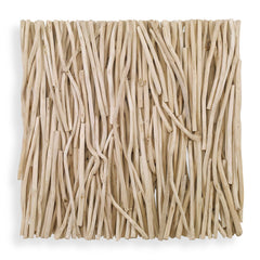 Gathered Teak Woodtone Square Bleached Wood Wall Decor - Ornate Home