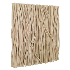 Gathered Teak Woodtone Square Bleached Wood Wall Decor - Ornate Home