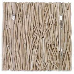 Gathered Teak Woodtone Square Bleached Wood Wall Decor - Ornate Home