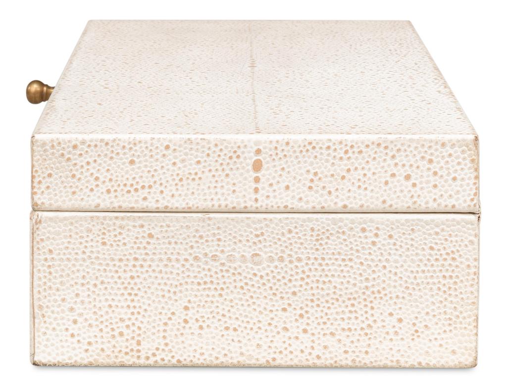 Gatsburg White Shagreen Box (Set of 2) - Ornate Home