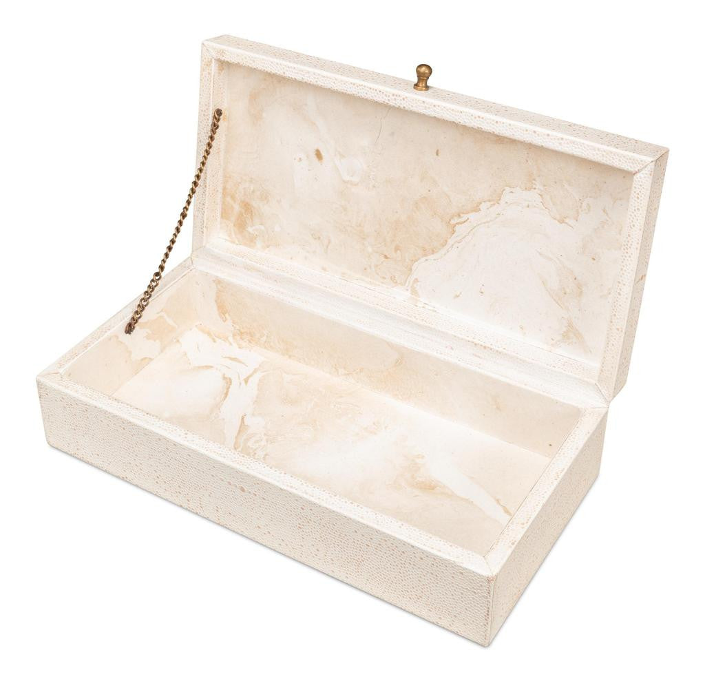 Gatsburg White Shagreen Box (Set of 2) - Ornate Home