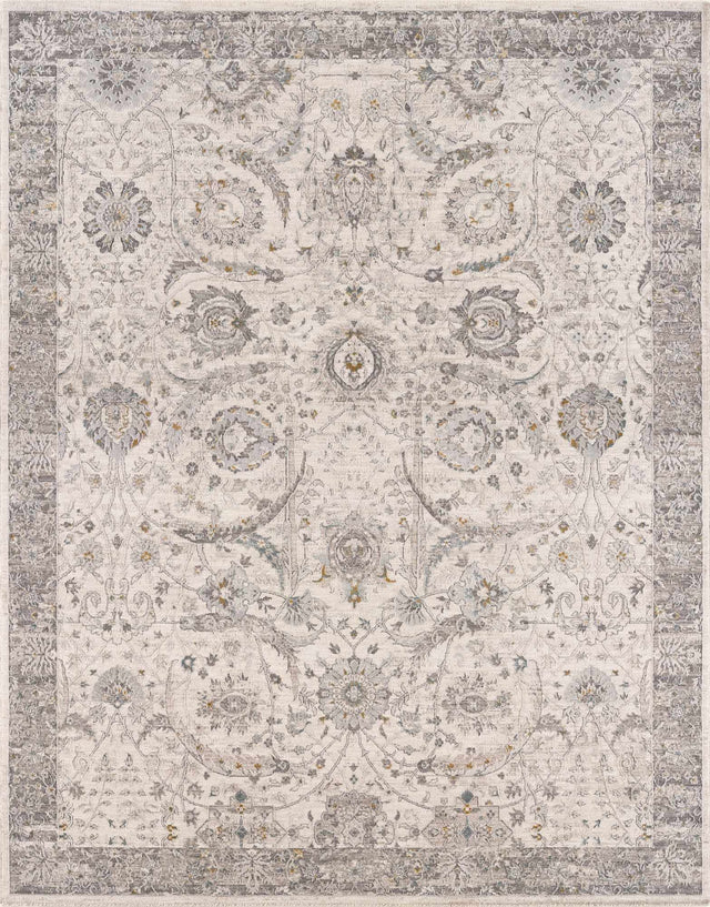 Gauge Cream & Gray Blue Rug with Fringes - Ornate Home
