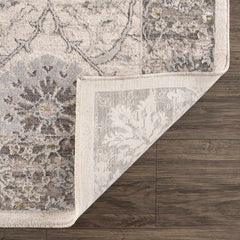 Gauge Cream & Gray Blue Rug with Fringes - Ornate Home