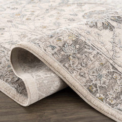 Gauge Cream & Gray Blue Rug with Fringes - Ornate Home