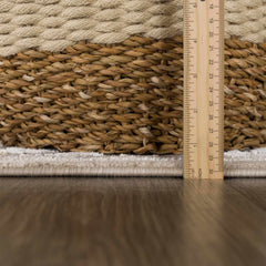 Gauge Cream & Gray Blue Rug with Fringes - Ornate Home