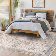 Gauge Cream & Gray Blue Rug with Fringes - Ornate Home