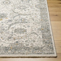 Gauge Cream & Gray Blue Rug with Fringes - Ornate Home