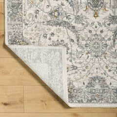 Gauge Cream & Gray Blue Rug with Fringes - Ornate Home