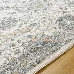 Gauge Cream & Gray Blue Rug with Fringes - Ornate Home