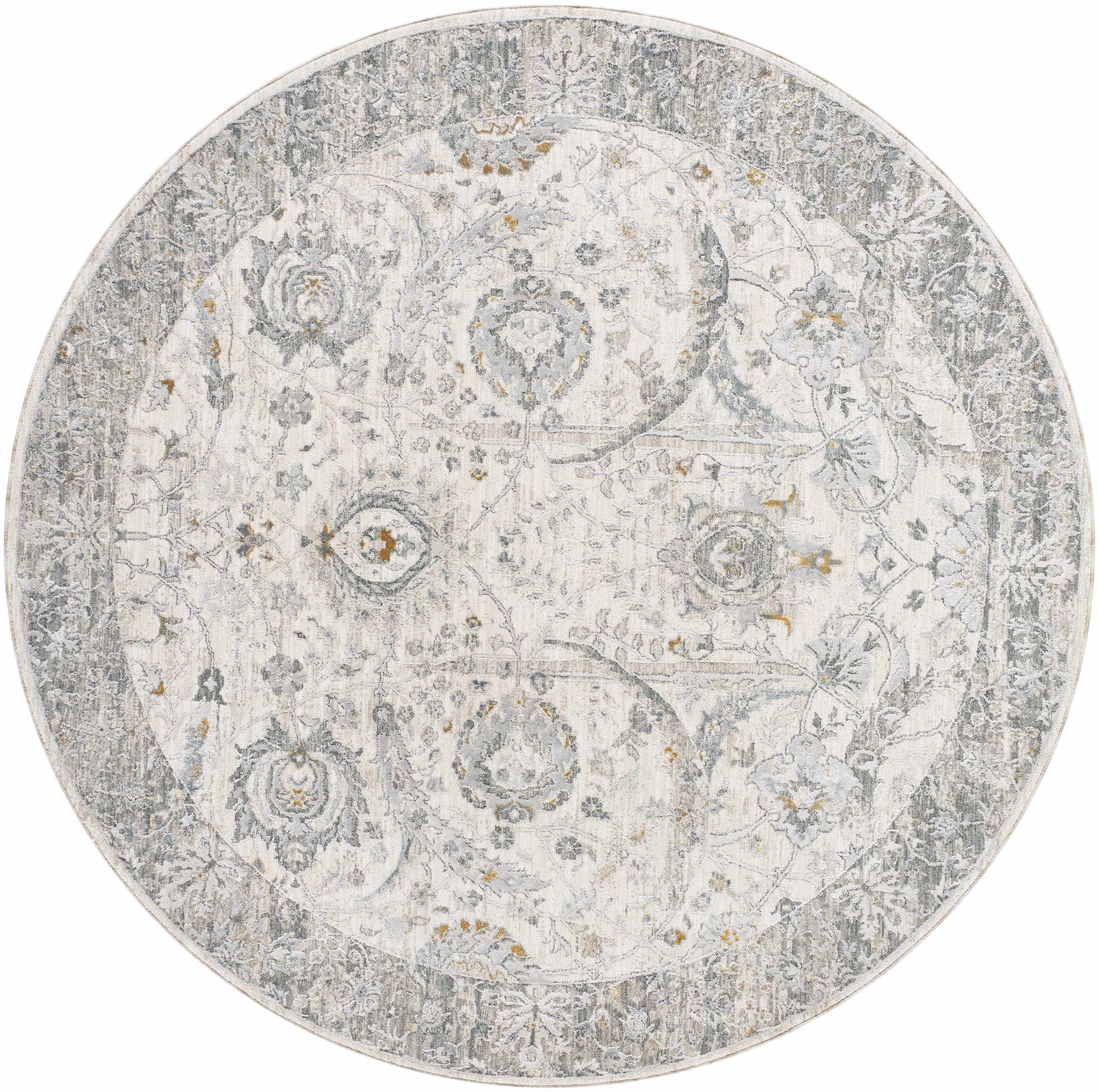 Gauge Cream & Gray Blue Rug with Fringes - Ornate Home