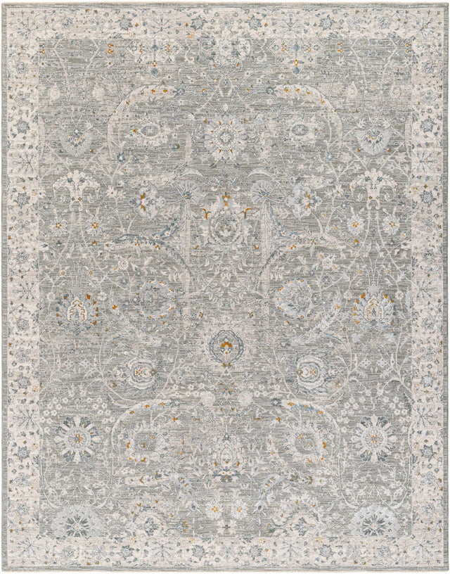 Gauge Gray Blue Textured Rug with Fringes - Ornate Home