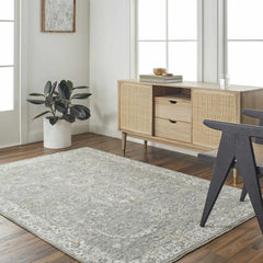 Gauge Gray Blue Textured Rug with Fringes - Ornate Home