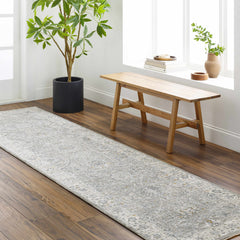 Gauge Gray Blue Textured Rug with Fringes - Ornate Home