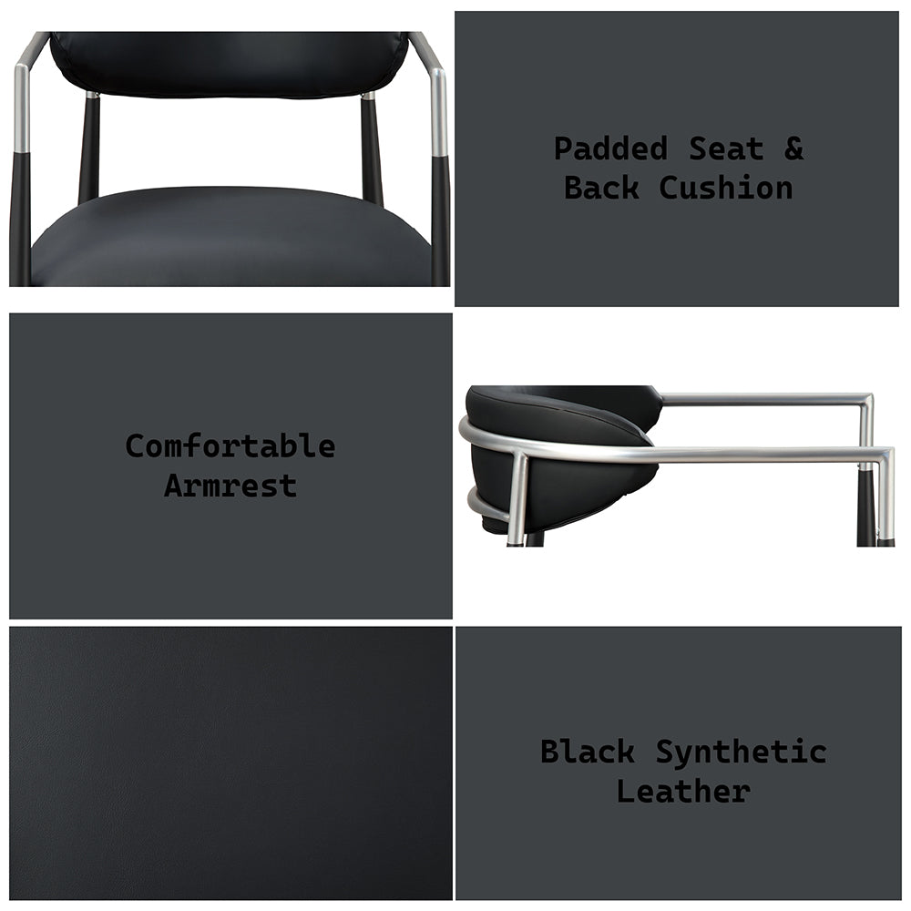 Gavan Black Arm Chair (Set of 2) - Ornate Home