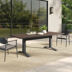Gavelston Gray Wash Charcoal Gray 91" Outdoor Patio Aluminum Dining Table - Ornate Home