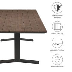 Gavelston Gray Wash Charcoal Gray 91" Outdoor Patio Aluminum Dining Table - Ornate Home
