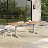 Gavelston Natural/White 91" Outdoor Patio Aluminum Dining Table - Ornate Home