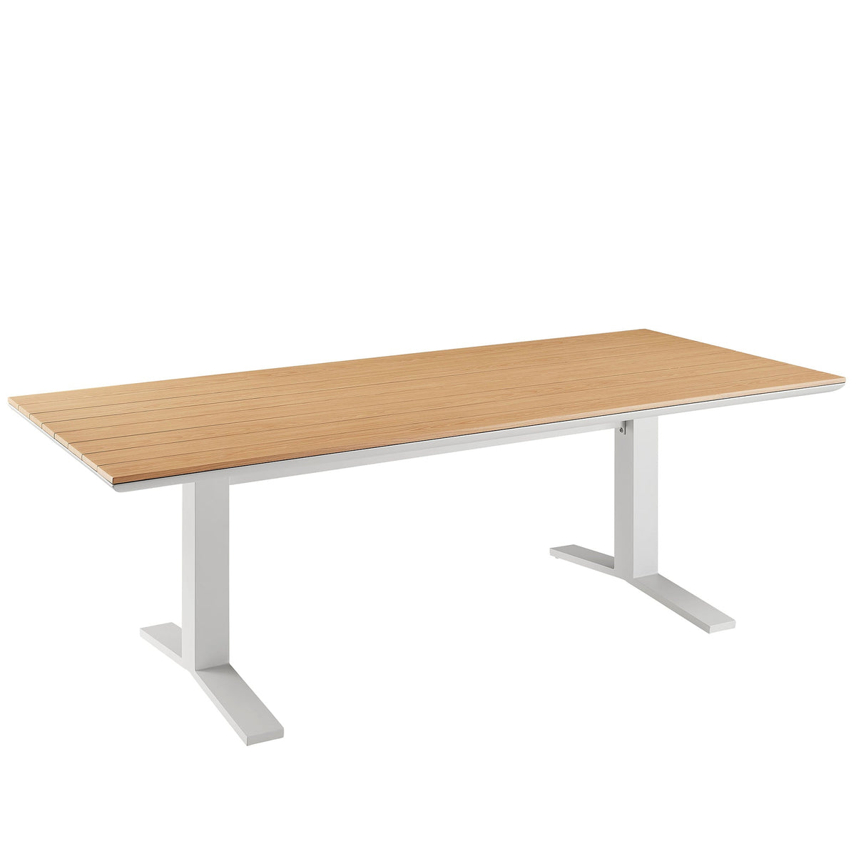Gavelston Natural/White 91" Outdoor Patio Aluminum Dining Table - Ornate Home