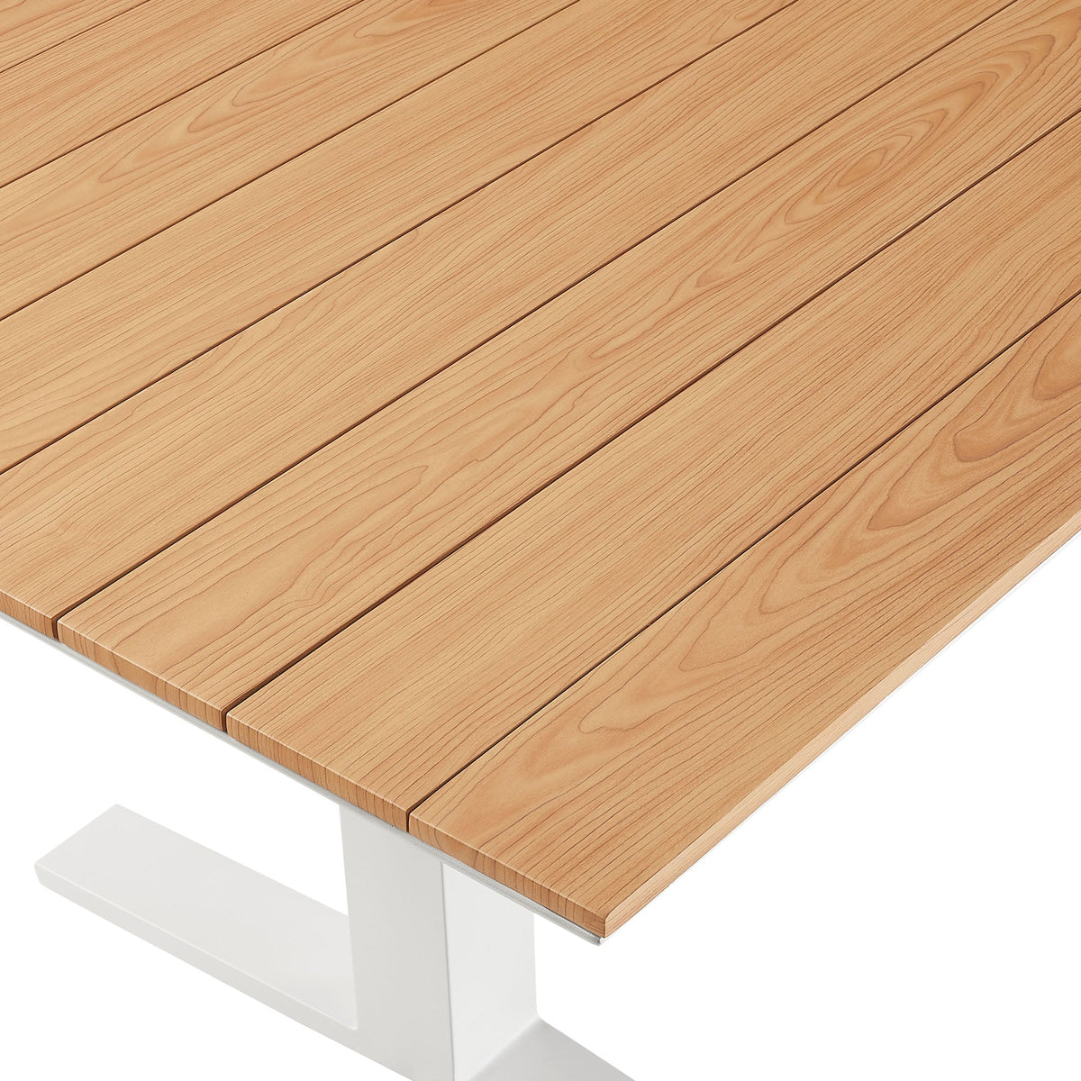 Gavelston Natural/White 91" Outdoor Patio Aluminum Dining Table - Ornate Home