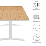 Gavelston Natural/White 91" Outdoor Patio Aluminum Dining Table - Ornate Home