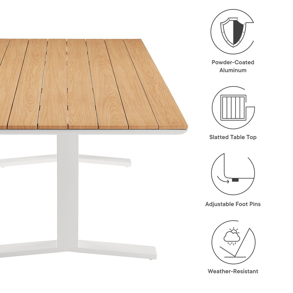 Gavelston Natural/White 91" Outdoor Patio Aluminum Dining Table - Ornate Home