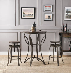 Gavino Walnut/Sandy Black 3-Pc Bar Table Set - Ornate Home