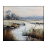 Gazing Egret Green/Brown Canvas - Ornate Home
