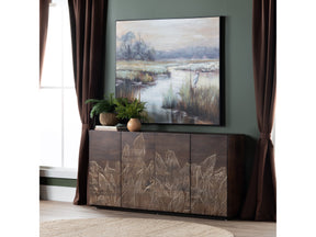 Gazing Egret Green/Brown Canvas - Ornate Home