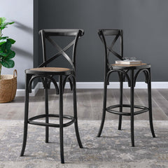 Gear Black Bar Stool - 19x17.5" - Ornate Home