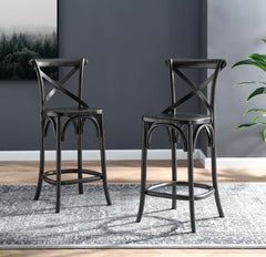 Gear Black Counter Stool - 19x17.5x39.5" - Ornate Home
