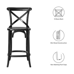 Gear Black Counter Stool - 19x17.5x39.5" - Ornate Home