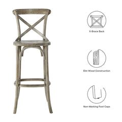 Gear Gray Bar Stool - 19x17.5x43.5" - Ornate Home
