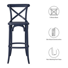Gear Midnight Blue Bar Stool - 19x17.5x43.5" - Ornate Home