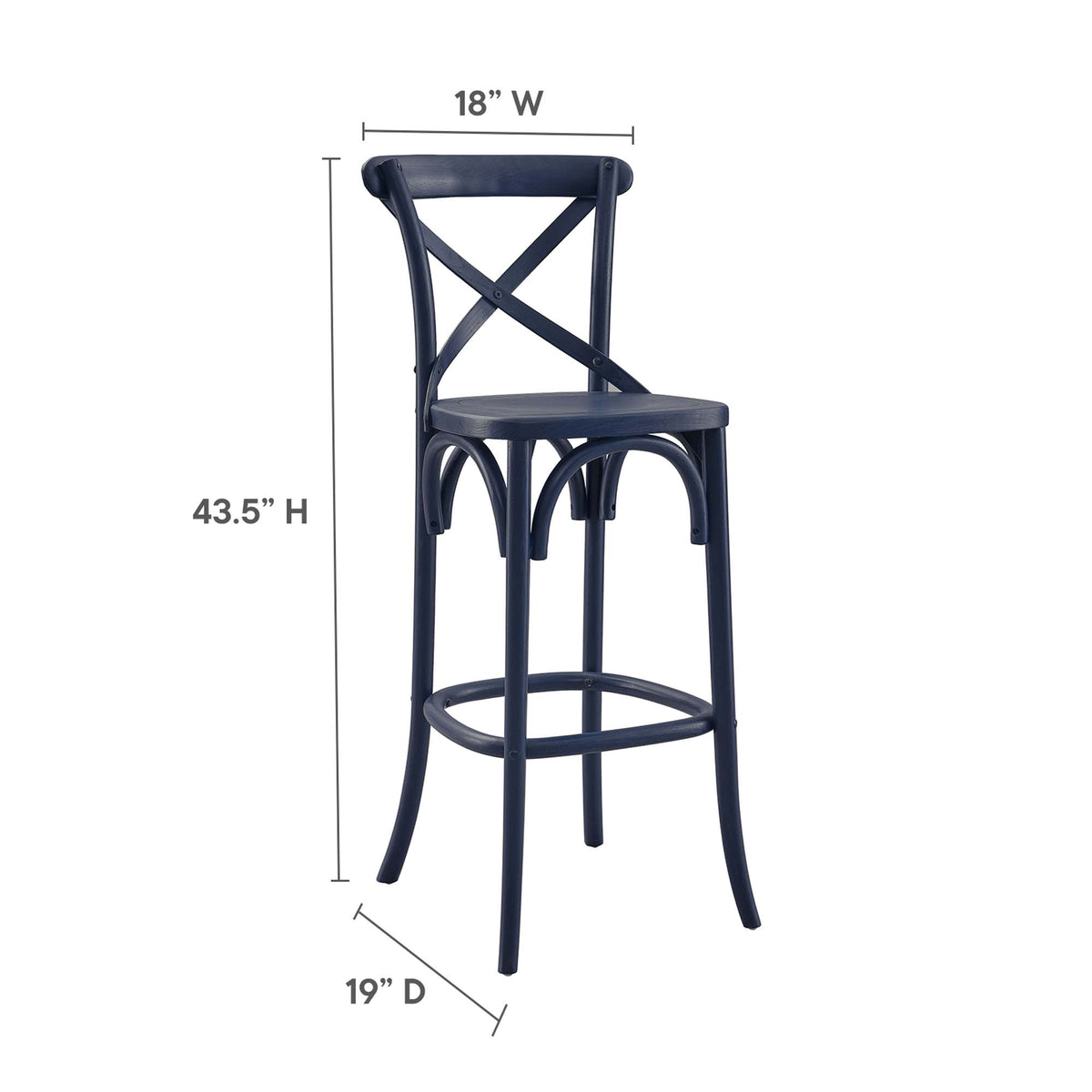 Gear Midnight Blue Bar Stool - 19x17.5x43.5" - Ornate Home