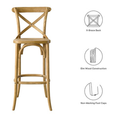 Gear Natural Bar Stool - 19x17.5x43.5" - Ornate Home