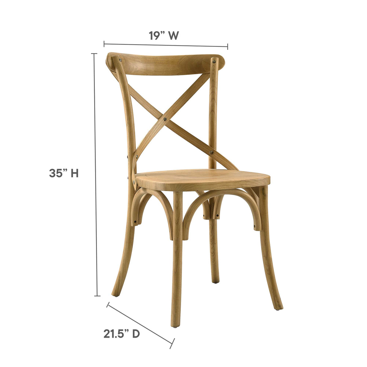 Gear Natural Dining Side Chair - 21x19.5" - Ornate Home