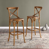 Gear Walnut Bar Stool - 19x17.5x43.5" - Ornate Home