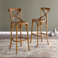 Gear Walnut Bar Stool - 19x17.5x43.5" - Ornate Home