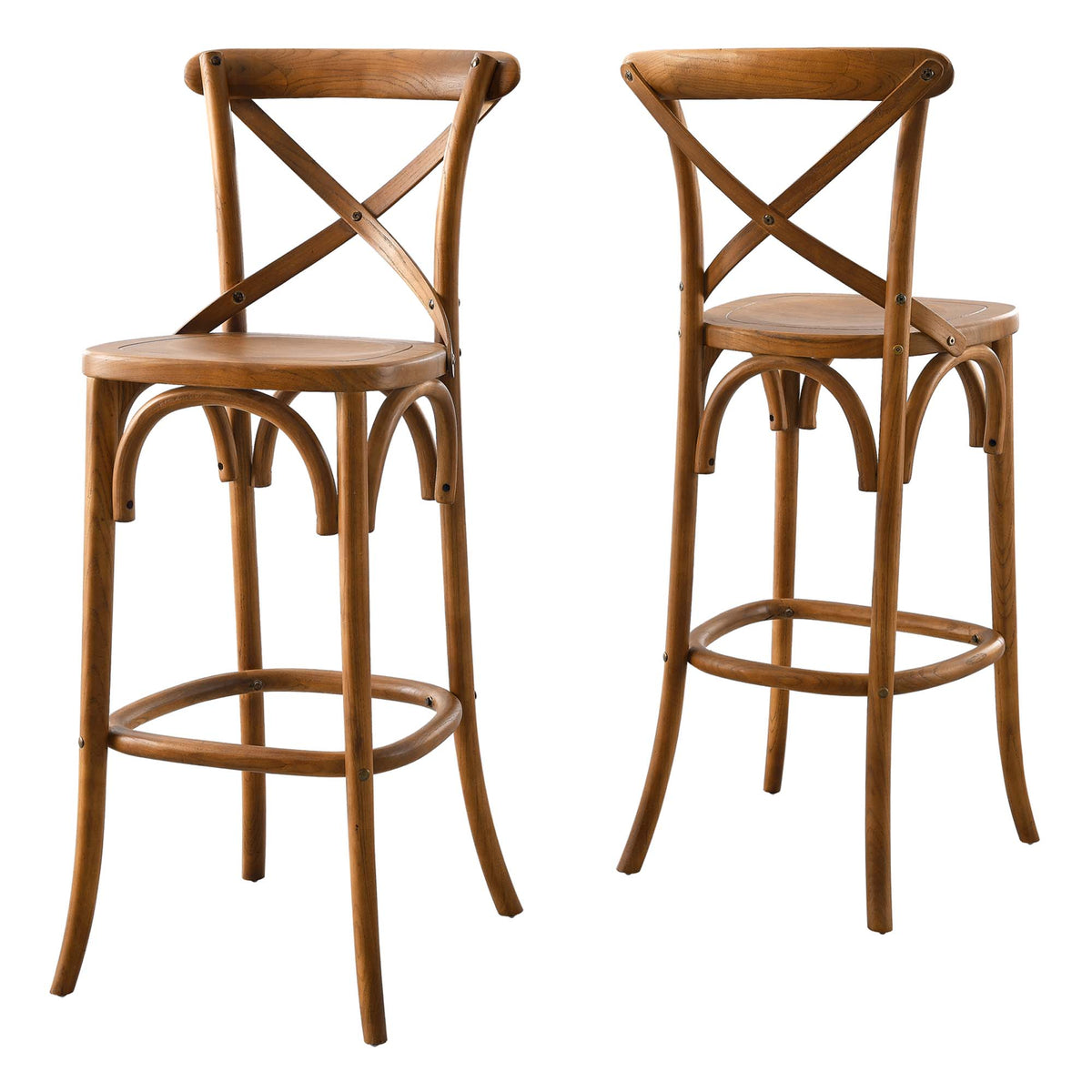 Gear Walnut Bar Stool - 19x17.5x43.5" - Ornate Home