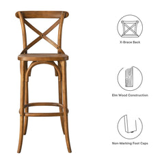 Gear Walnut Bar Stool - 19x17.5x43.5" - Ornate Home